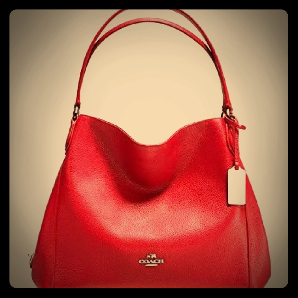 CoachNWT EDIE SHOULDER BAG, REFINED PEBBLE LEAT